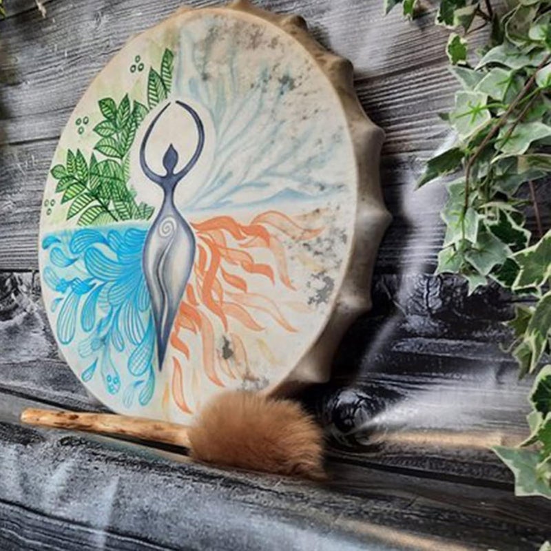 Firlar Shaman Drum, 10 Inch Hand Drum With Drum Stick, Alchemy Moon Drum For Spiritual Music, Reflection Meditation - Image 3